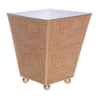 Rattan Enameled Brown Square Metal Cachepot Planter for Bedroom, Home Office, Kitchen, Living Room - Cachepots from Jaye's Studio