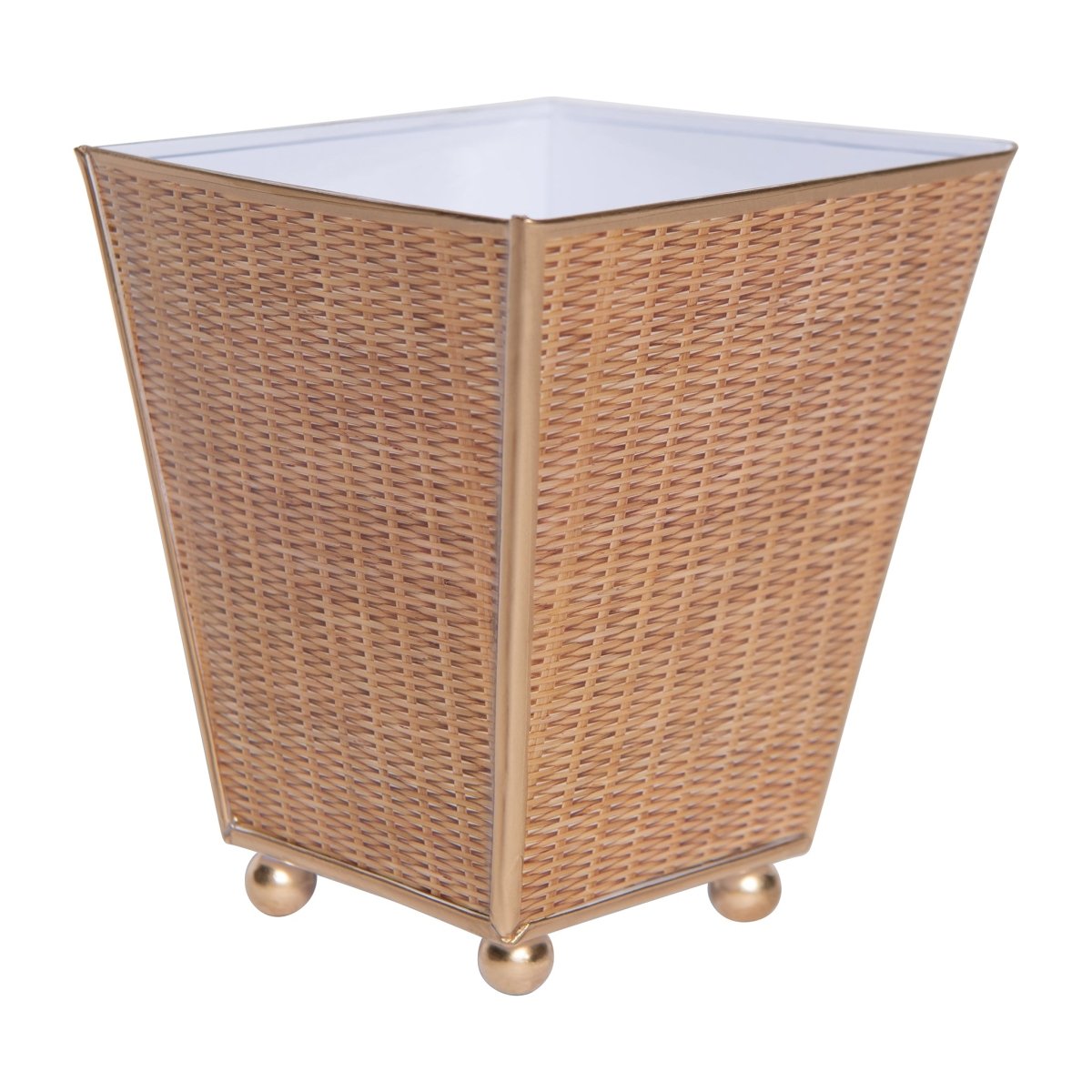 Rattan Enameled Brown Square Metal Cachepot Planter for Bedroom, Home Office, Kitchen, Living Room - Cachepots from Jaye's Studio
