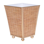 Rattan Enameled Brown Square Metal Cachepot Planter for Bedroom, Home Office, Kitchen, Living Room - Cachepots from Jaye's Studio