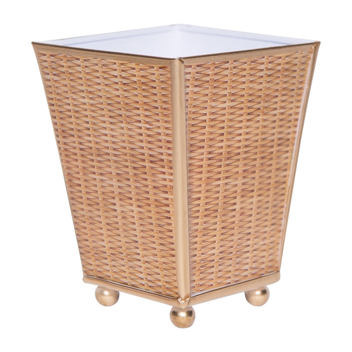 Rattan Enameled Brown Square Metal Cachepot Planter for Bedroom, Home Office, Kitchen, Living Room - Cachepots from Jaye's Studio