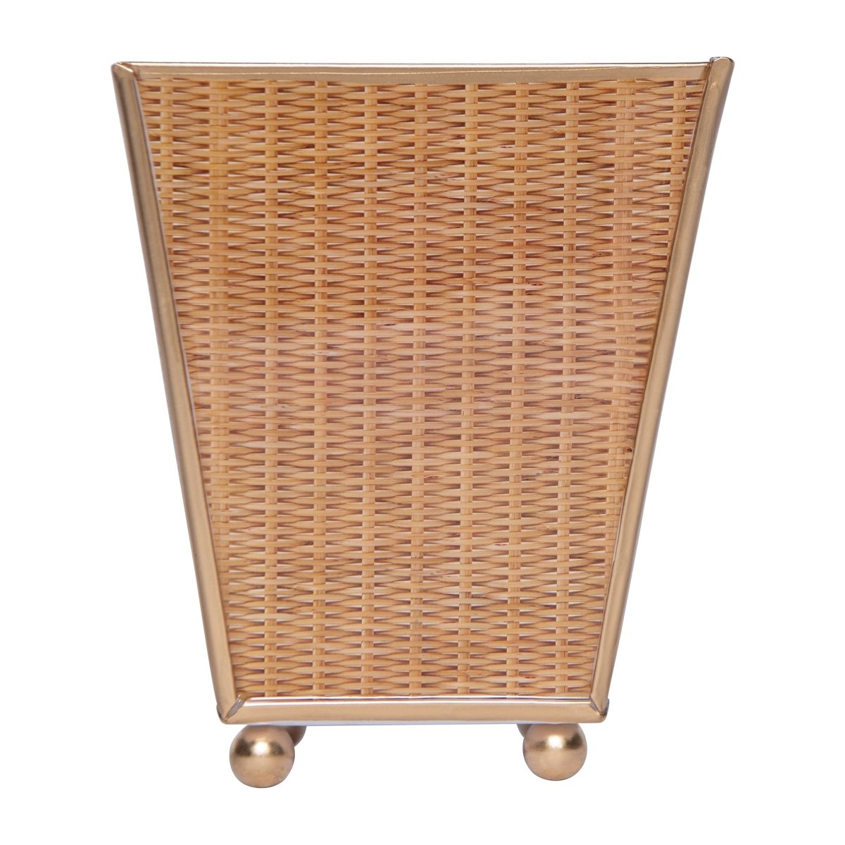 Rattan Enameled Brown Square Metal Cachepot Planter for Bedroom, Home Office, Kitchen, Living Room - Cachepots from Jaye's Studio