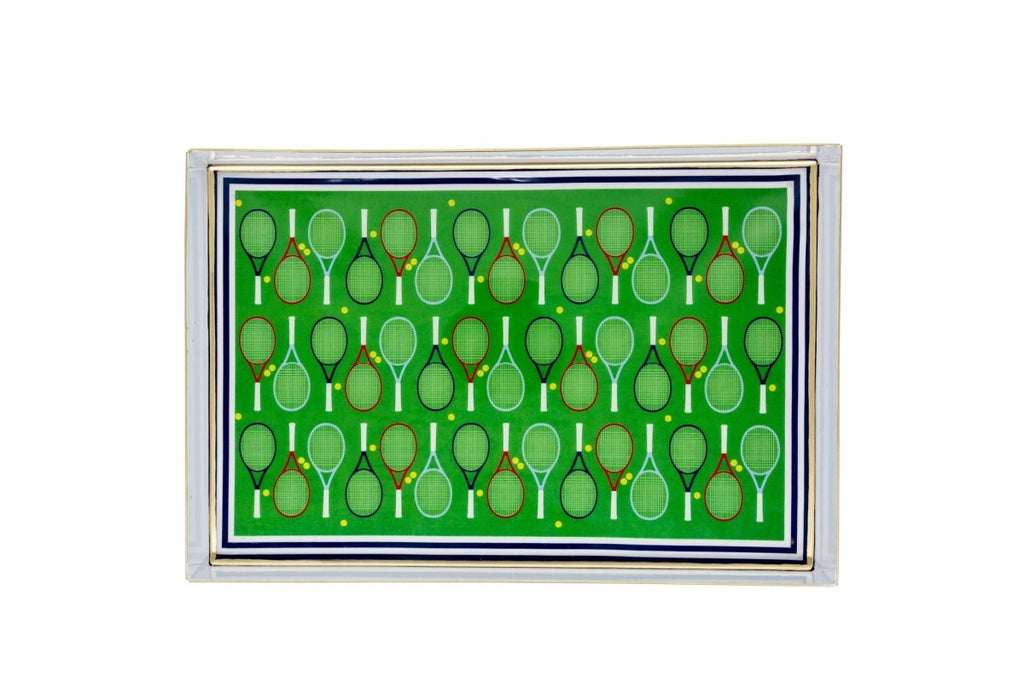 Tennis Enameled Green Rectangle Vanity Tray - Decorative Tray